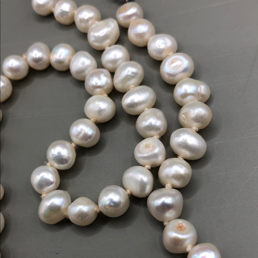Genuine cultured baroque pearls necklace sterling silver 925 clasp classic style - Picture 3 of 7